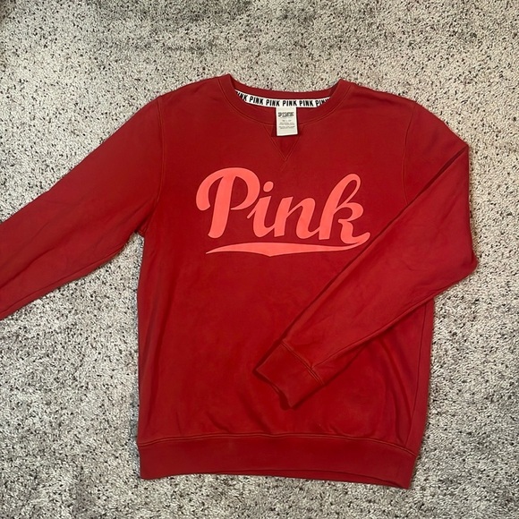 PINK Victoria's Secret Tops - PINK‎ Victoria’s Secret Red Crewneck Pullover Size XS